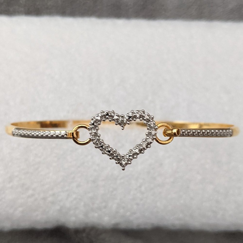 Gold plated diamond like heart bangle